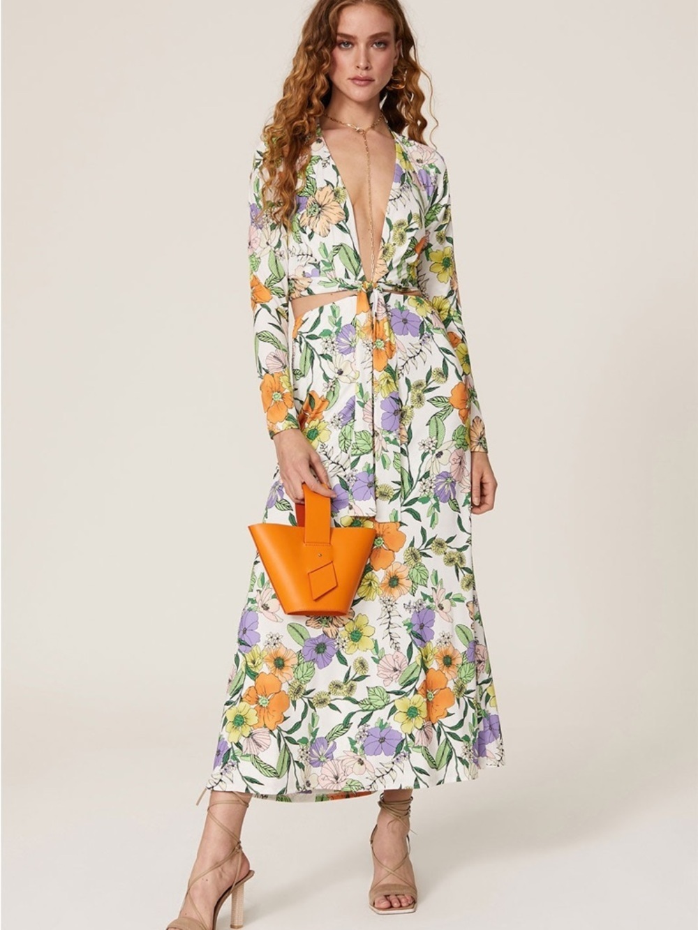 AFRM Assi Cutout Stretch-Crepe Midi Dress in the Vintage Floral pattern size XS